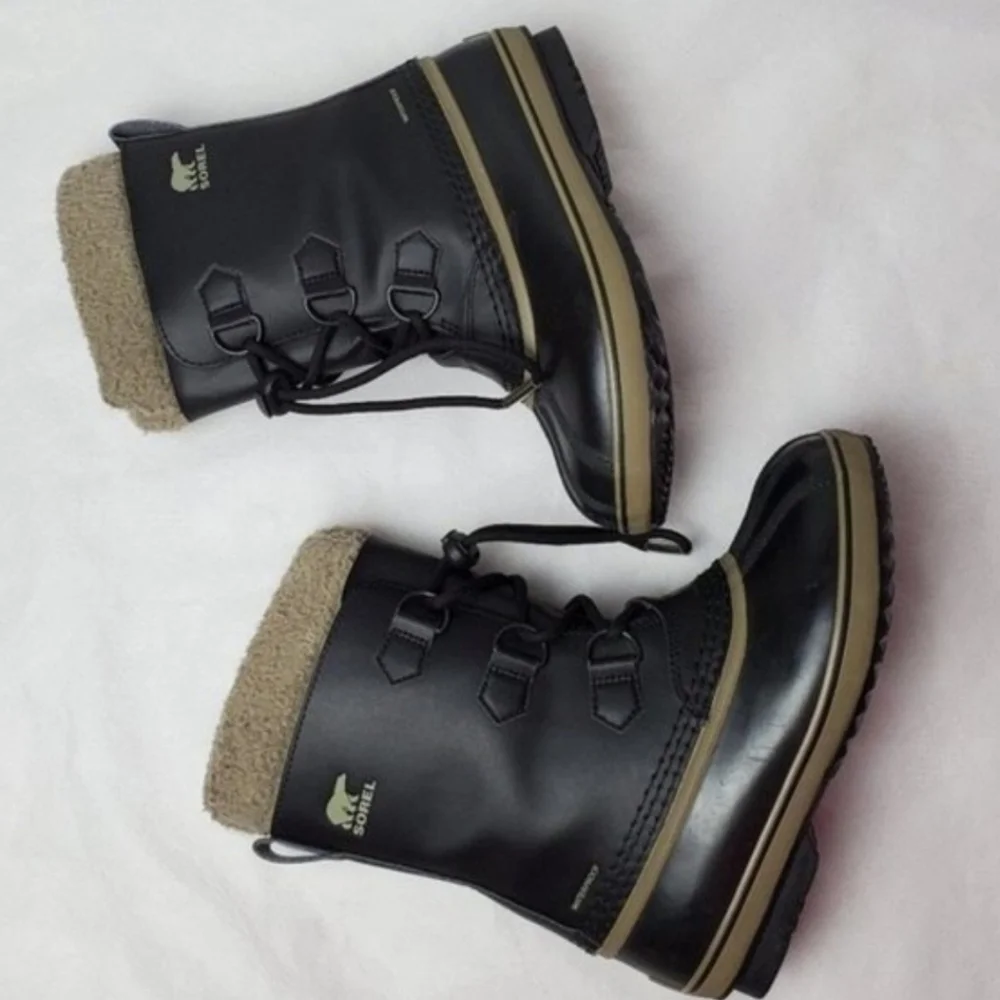 Sorel black waterproof snow boots